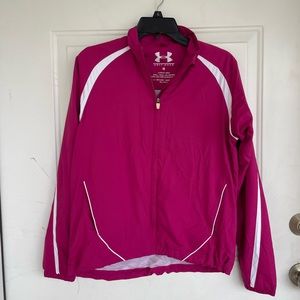 Under Armour Golf Wear Pink/White Windbreaker Jacket size SM